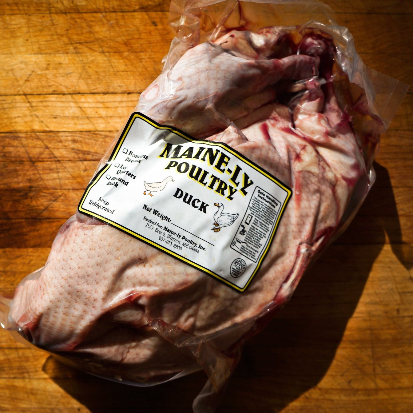 Free-Range Duck, Maine-Raised, $8.99/lb ($20 Deposit)